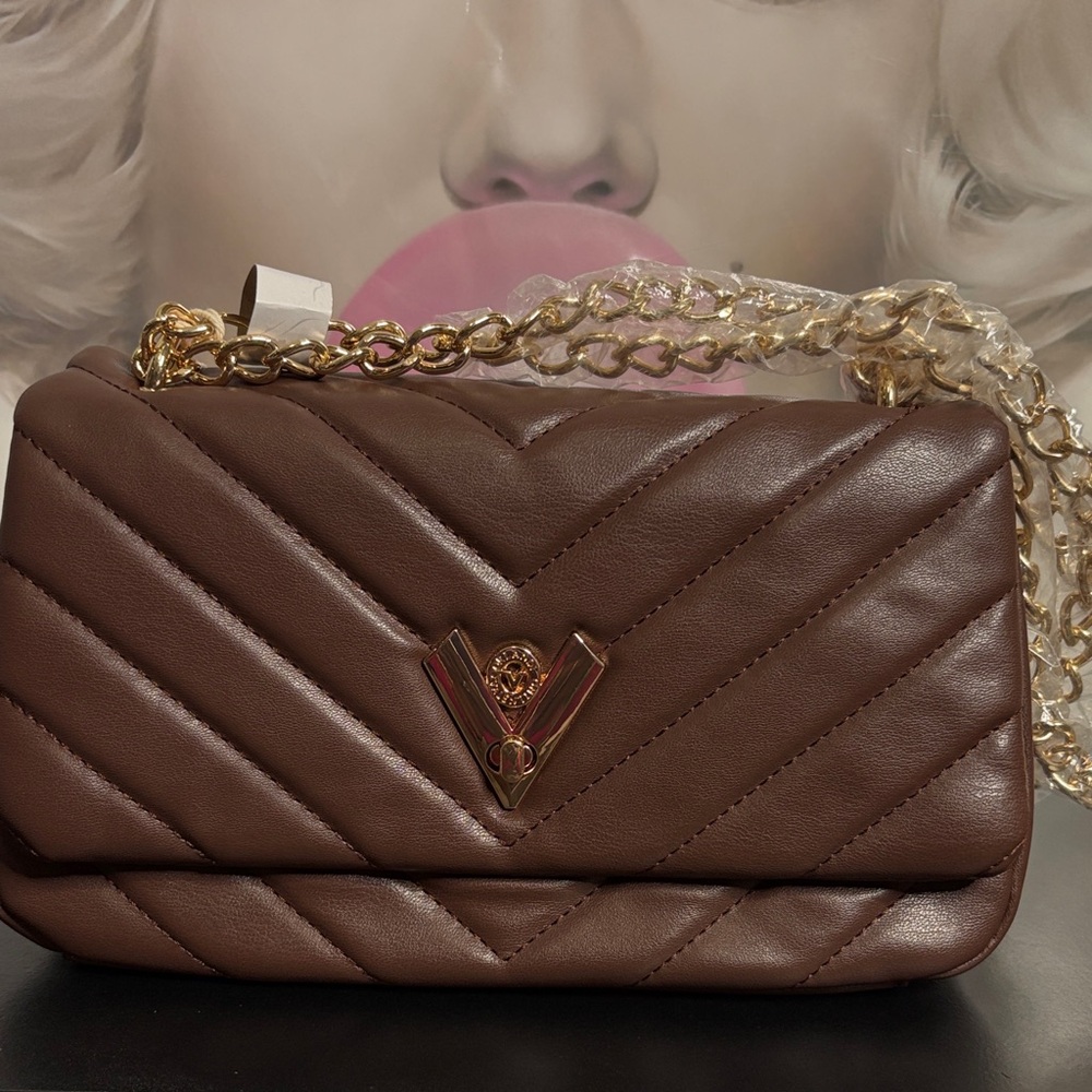 Orlandi Brown Quilted Chain Shoulder Bag